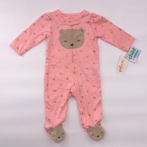 Child of Mine: Pink TeddyBear Sleep ‘N Play Footie